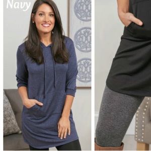Navy hoodie sweatshirt tunic dress